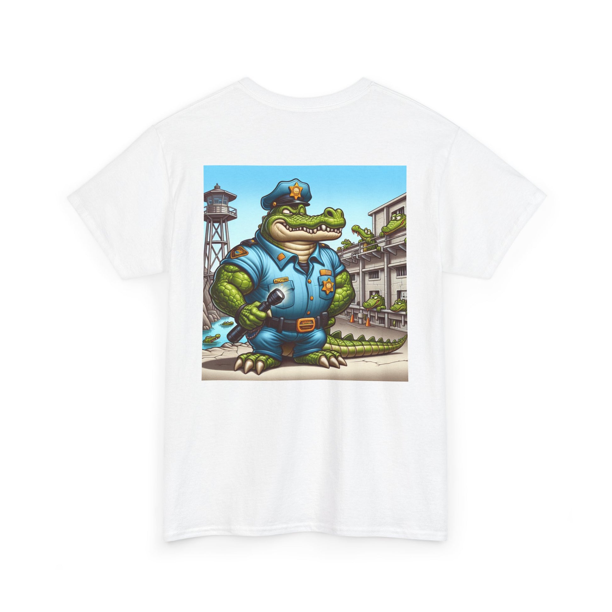 Casual Graphic Tee featuring Playful Alligator Police Design, Summer Vibes, Ideal for Gifting, Streetwear Style, Fun Unisex Top
