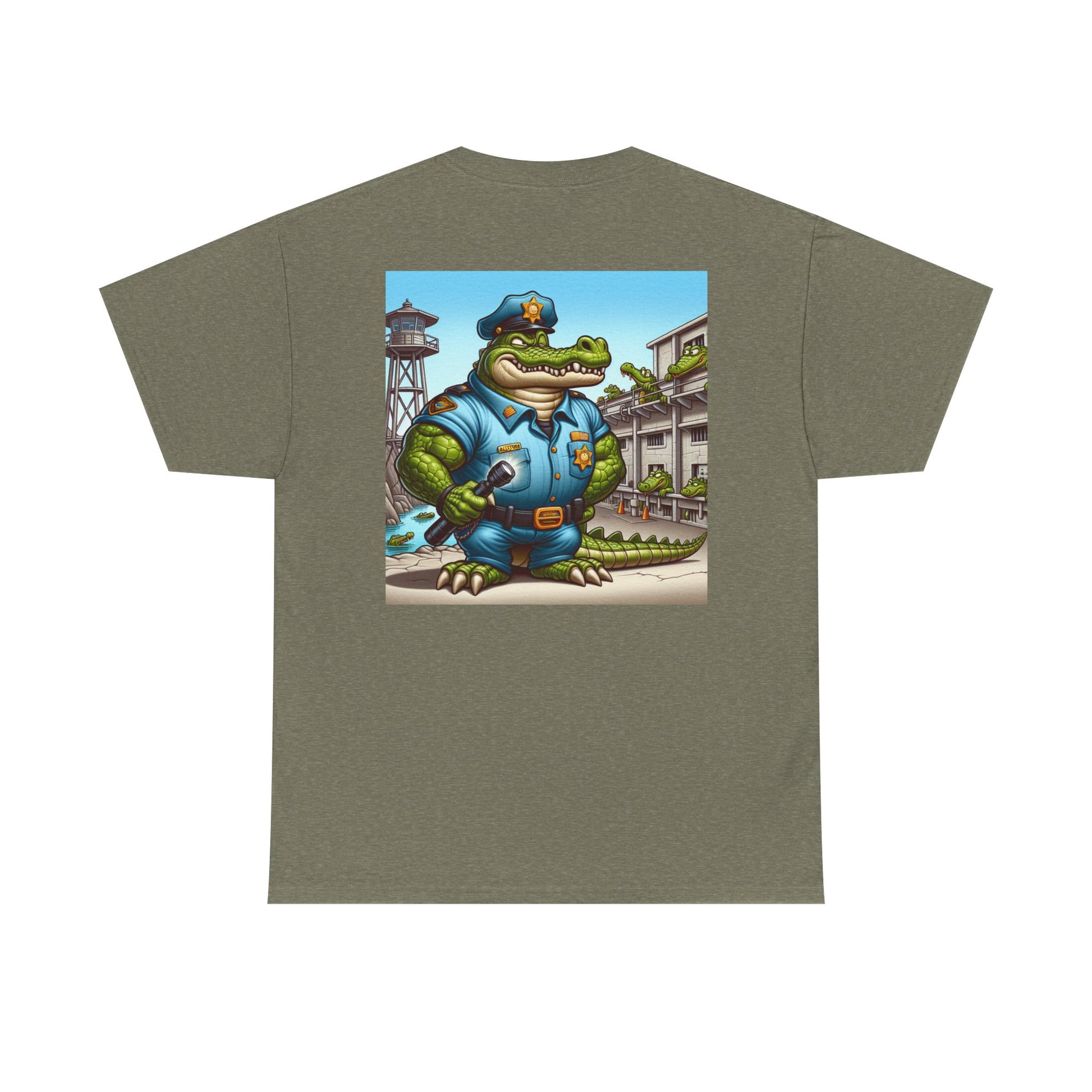 Casual Graphic Tee featuring Playful Alligator Police Design, Summer Vibes, Ideal for Gifting, Streetwear Style, Fun Unisex Top