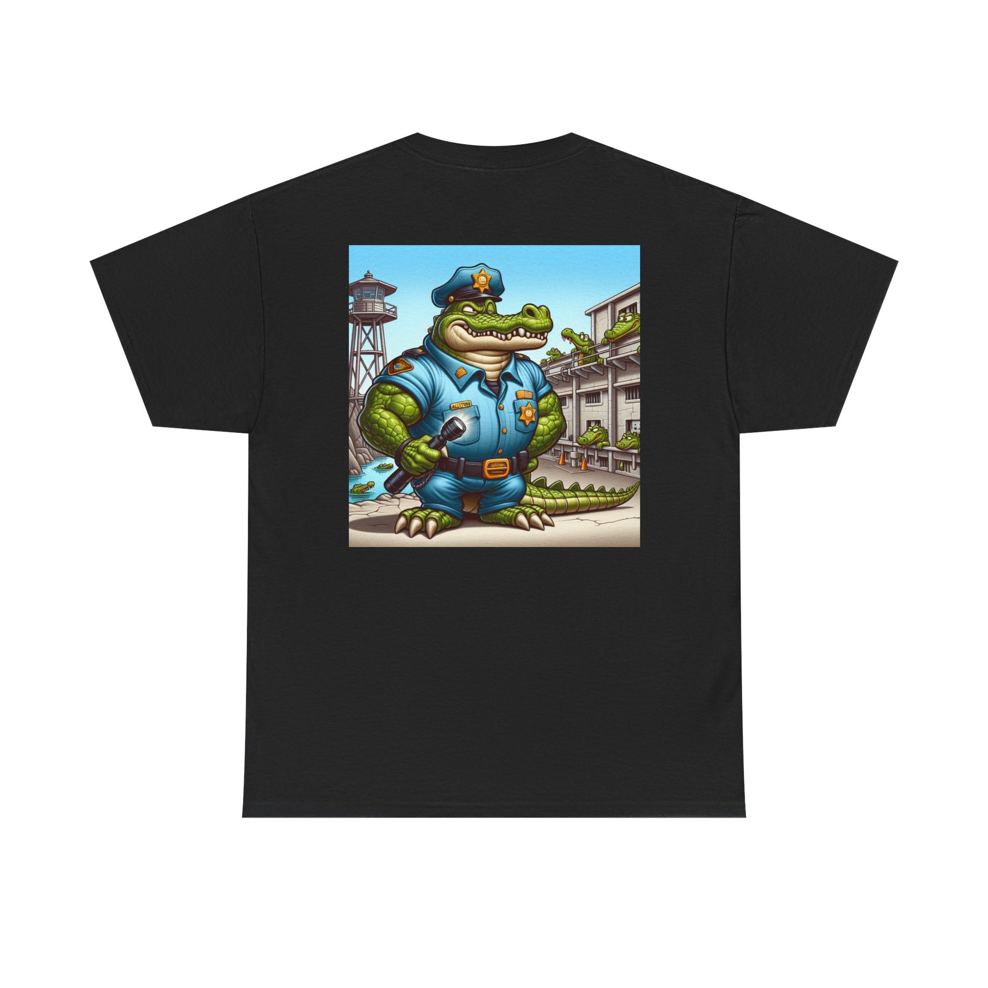 Casual Graphic Tee featuring Playful Alligator Police Design, Summer Vibes, Ideal for Gifting, Streetwear Style, Fun Unisex Top