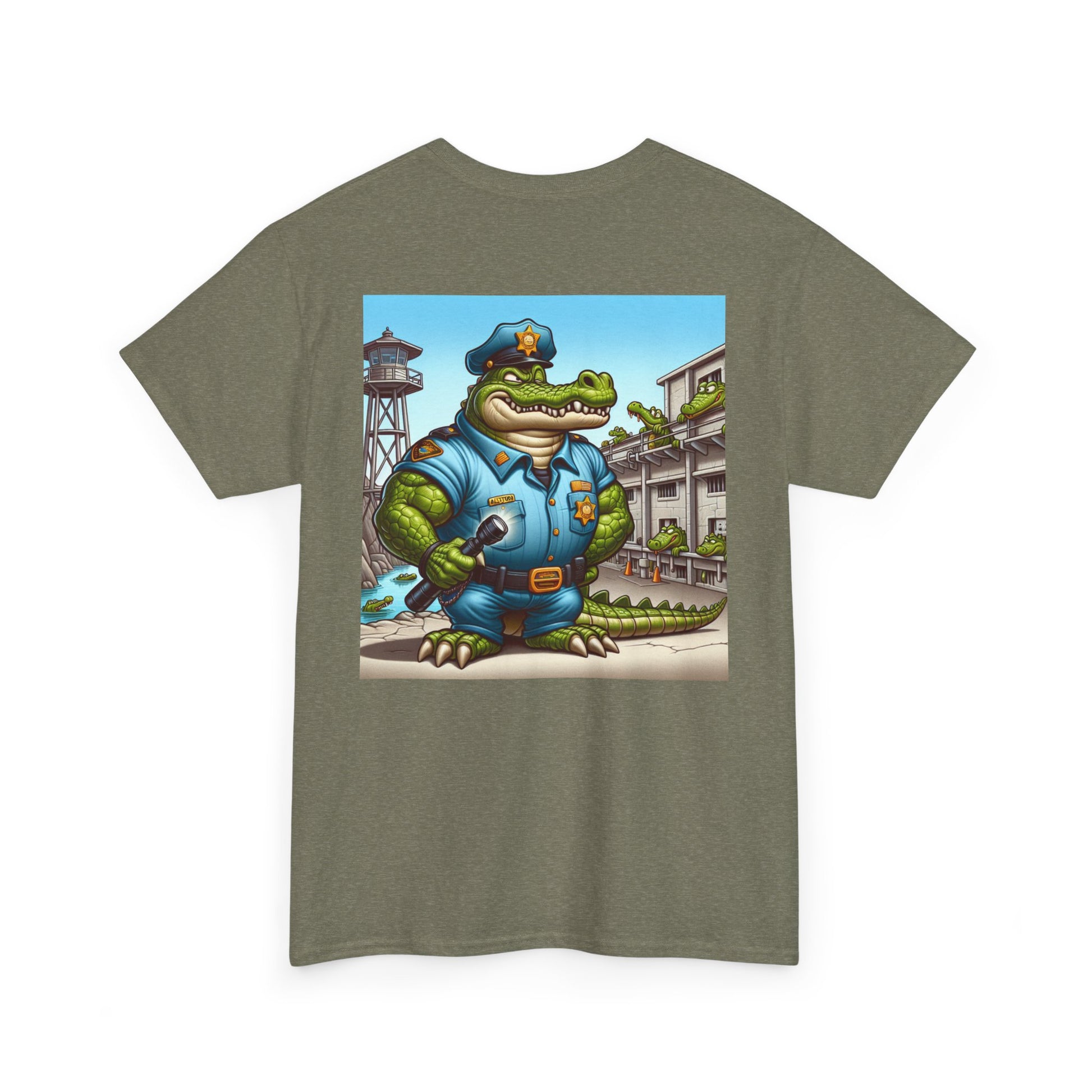 Casual Graphic Tee featuring Playful Alligator Police Design, Summer Vibes, Ideal for Gifting, Streetwear Style, Fun Unisex Top