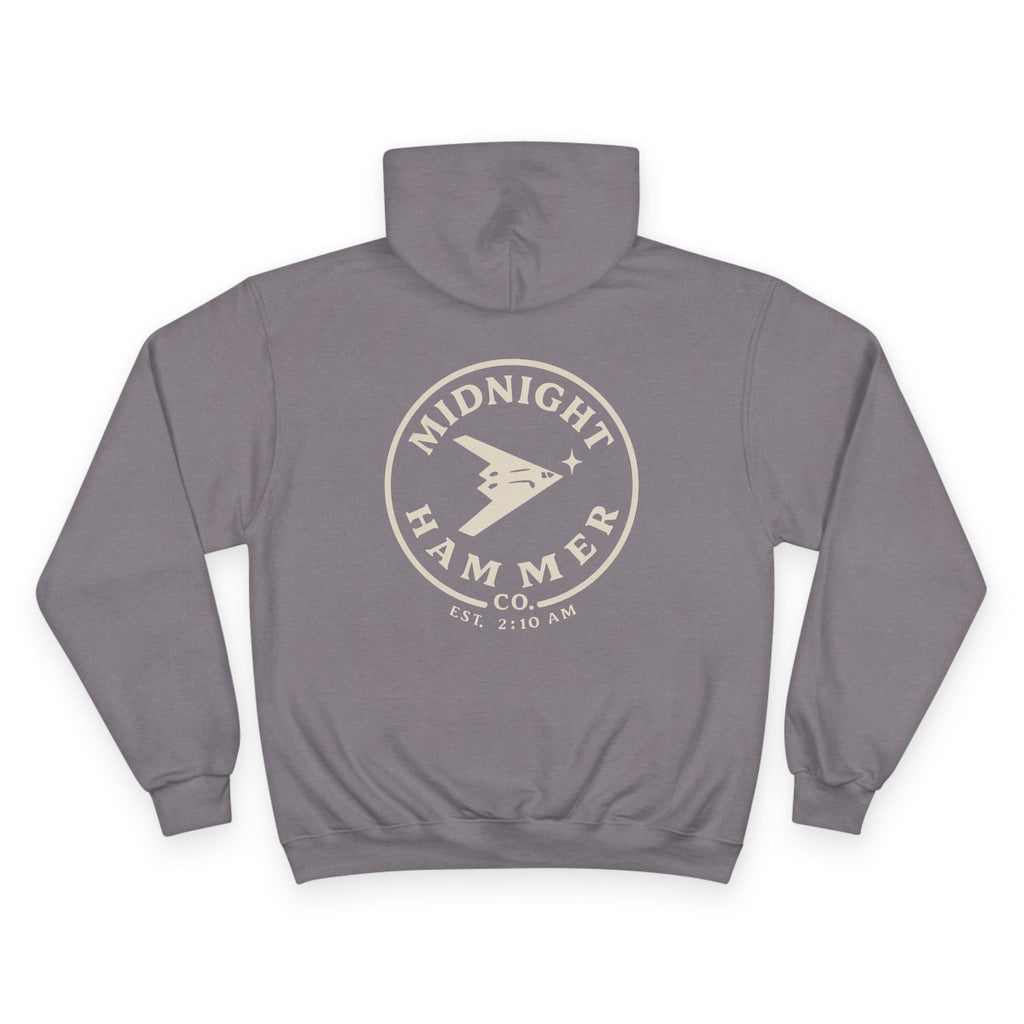 Midnight Hammer Champion Hoodie, Cozy Sweatshirt, Unisex Streetwear, Year-Round Gift, Casual Relaxation Wear