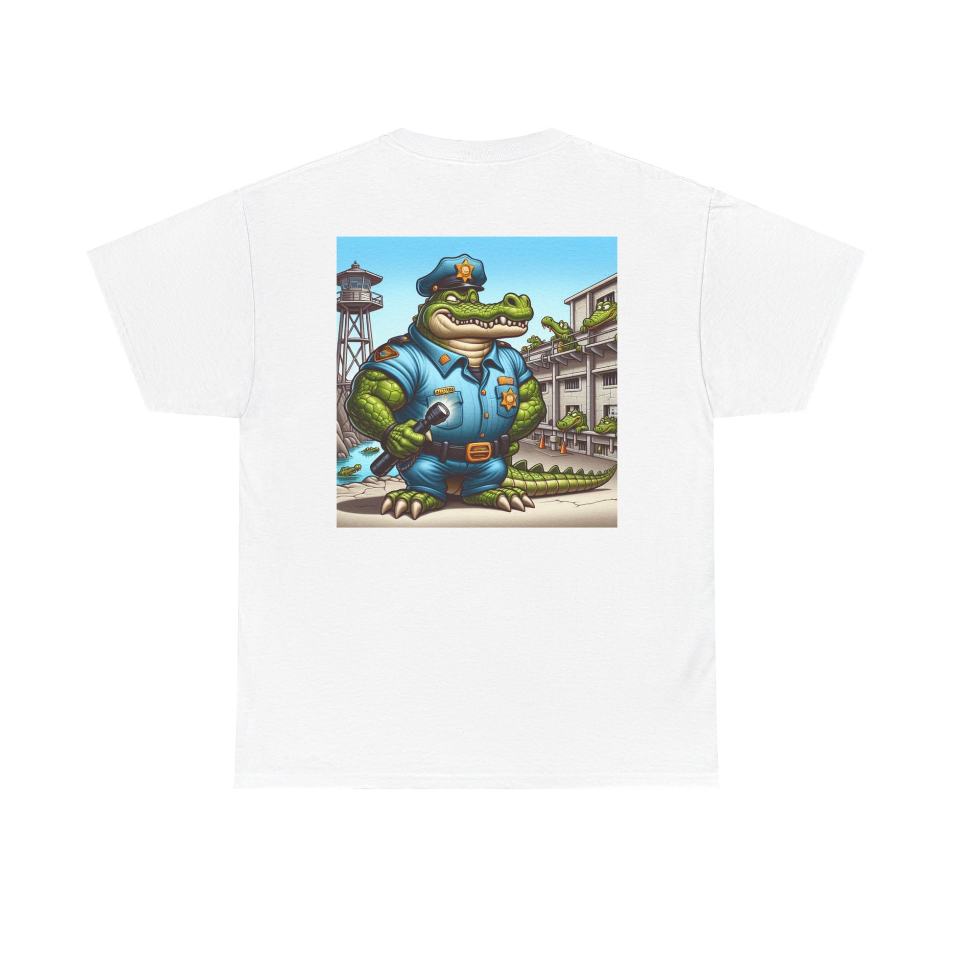 Casual Graphic Tee featuring Playful Alligator Police Design, Summer Vibes, Ideal for Gifting, Streetwear Style, Fun Unisex Top