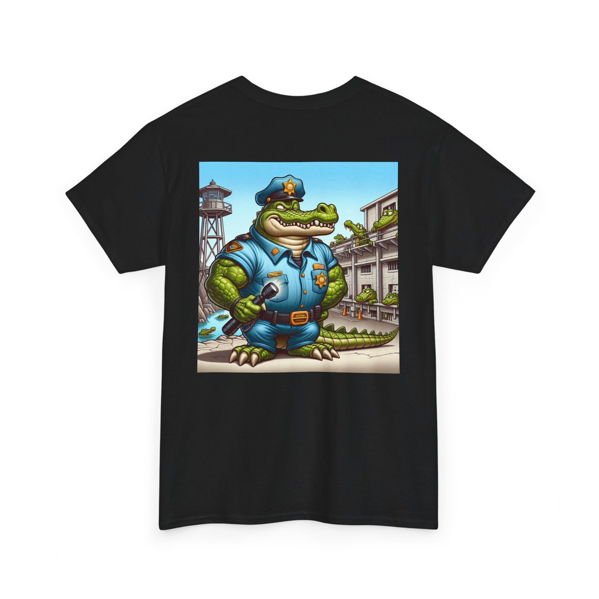 Casual Graphic Tee featuring Playful Alligator Police Design, Summer Vibes, Ideal for Gifting, Streetwear Style, Fun Unisex Top