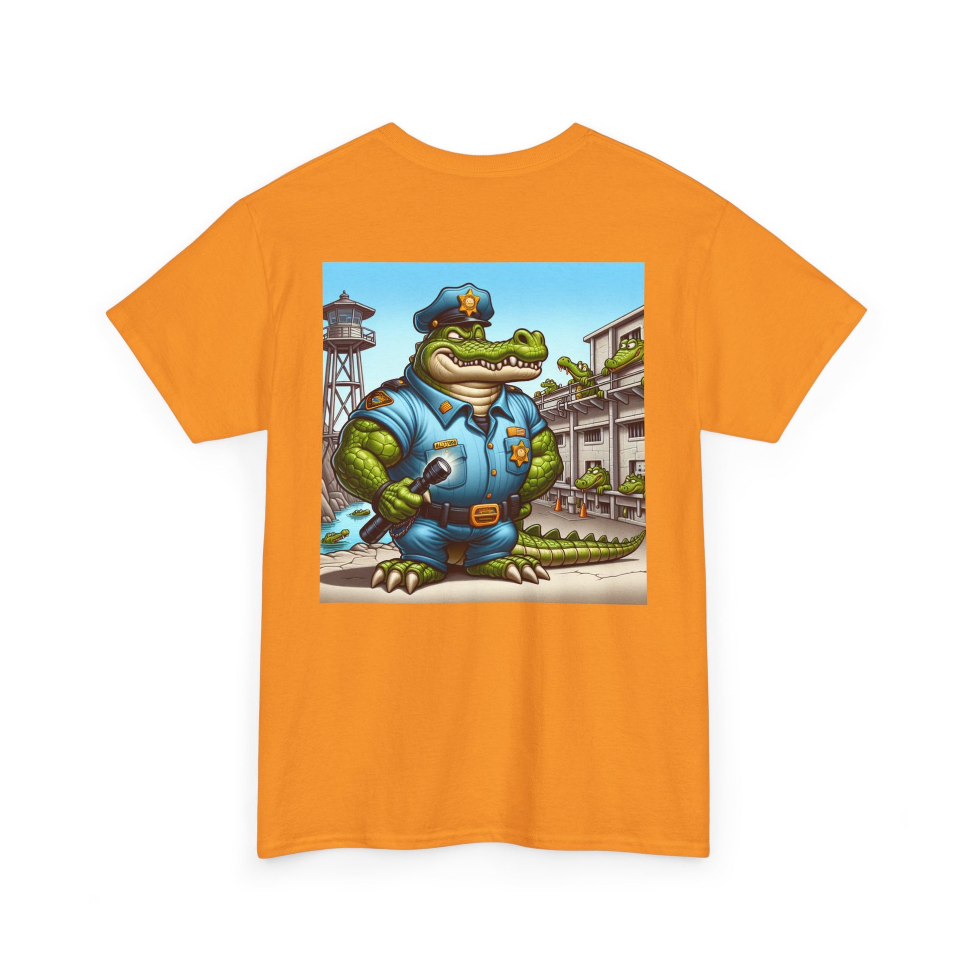 Casual Graphic Tee featuring Playful Alligator Police Design, Summer Vibes, Ideal for Gifting, Streetwear Style, Fun Unisex Top