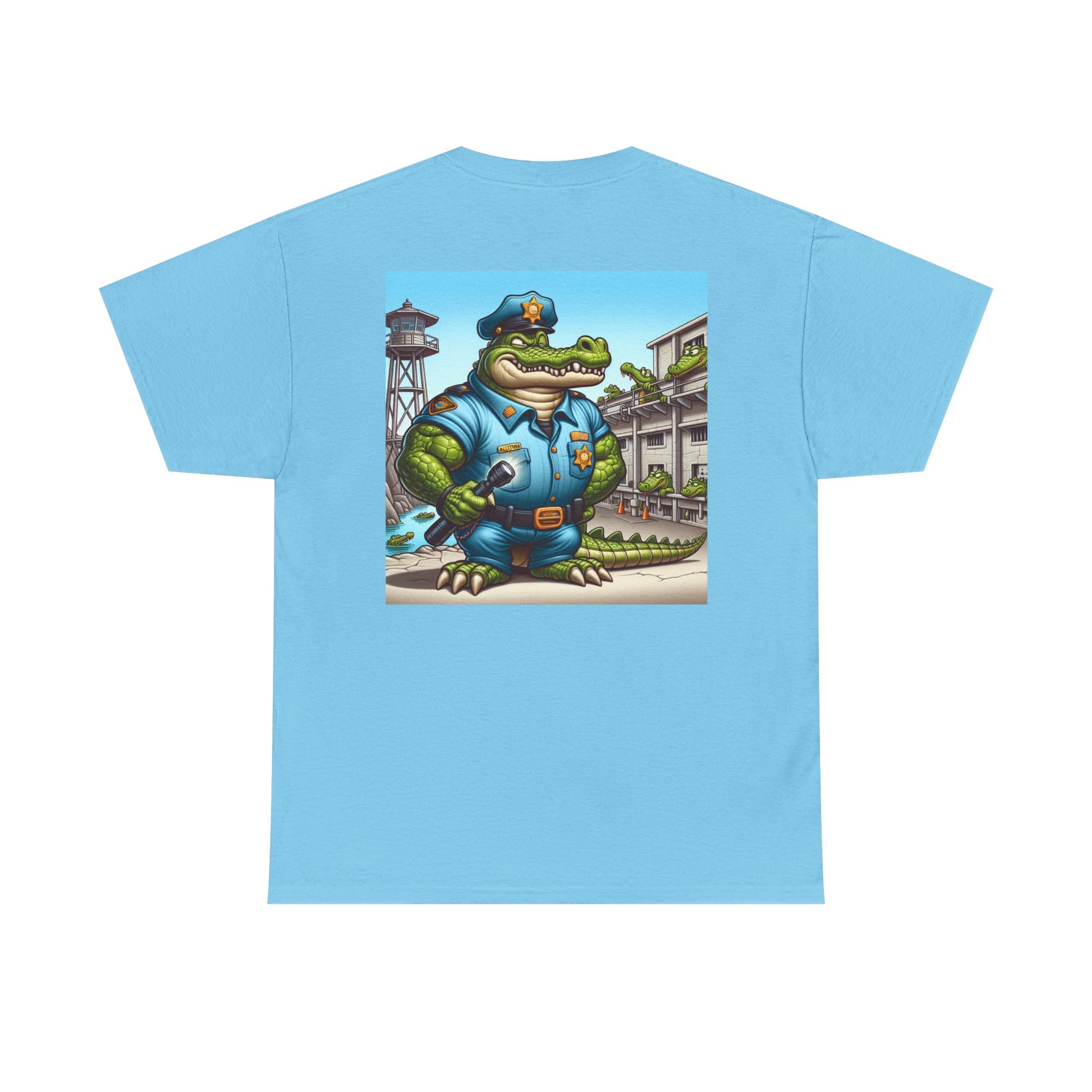 Casual Graphic Tee featuring Playful Alligator Police Design, Summer Vibes, Ideal for Gifting, Streetwear Style, Fun Unisex Top