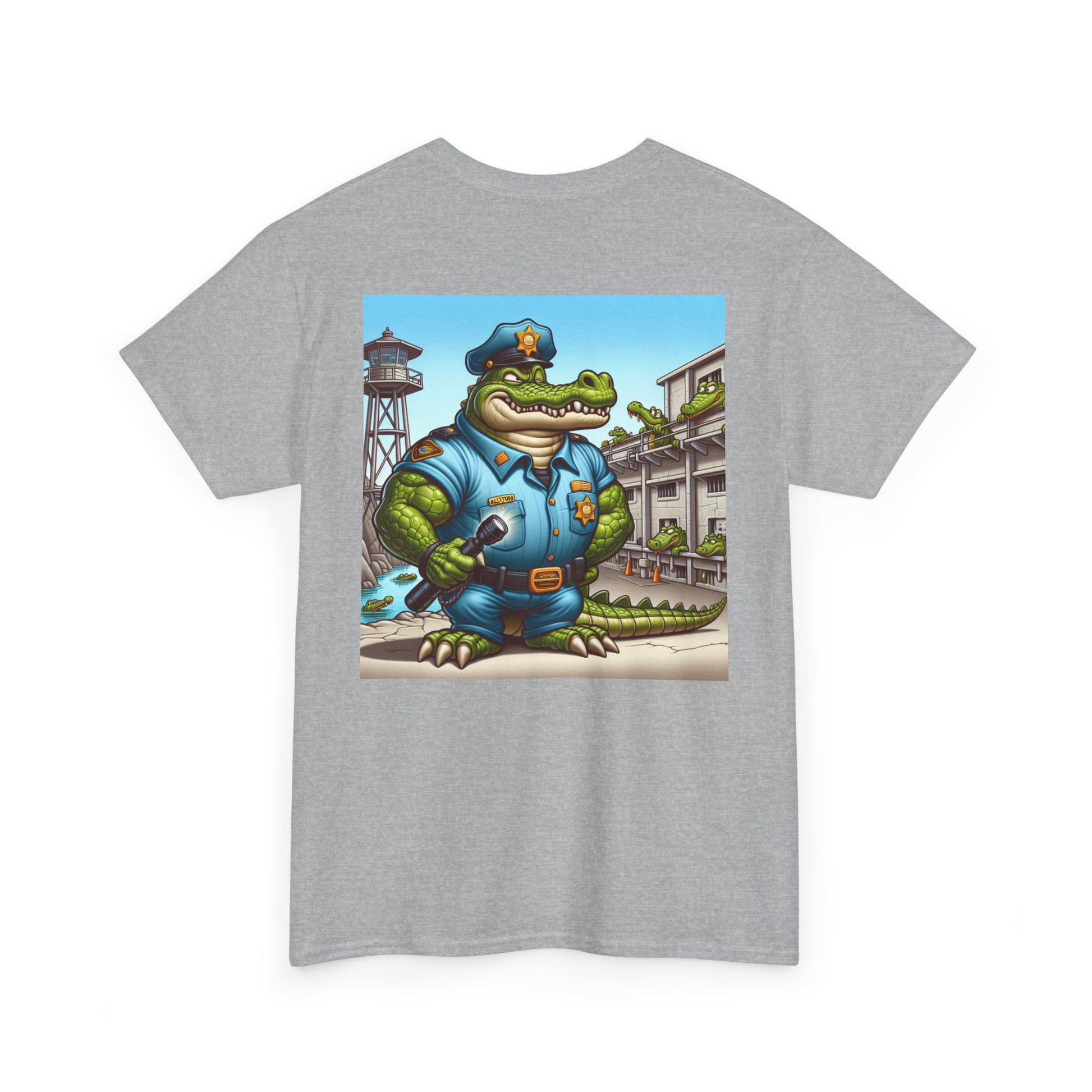 Casual Graphic Tee featuring Playful Alligator Police Design, Summer Vibes, Ideal for Gifting, Streetwear Style, Fun Unisex Top