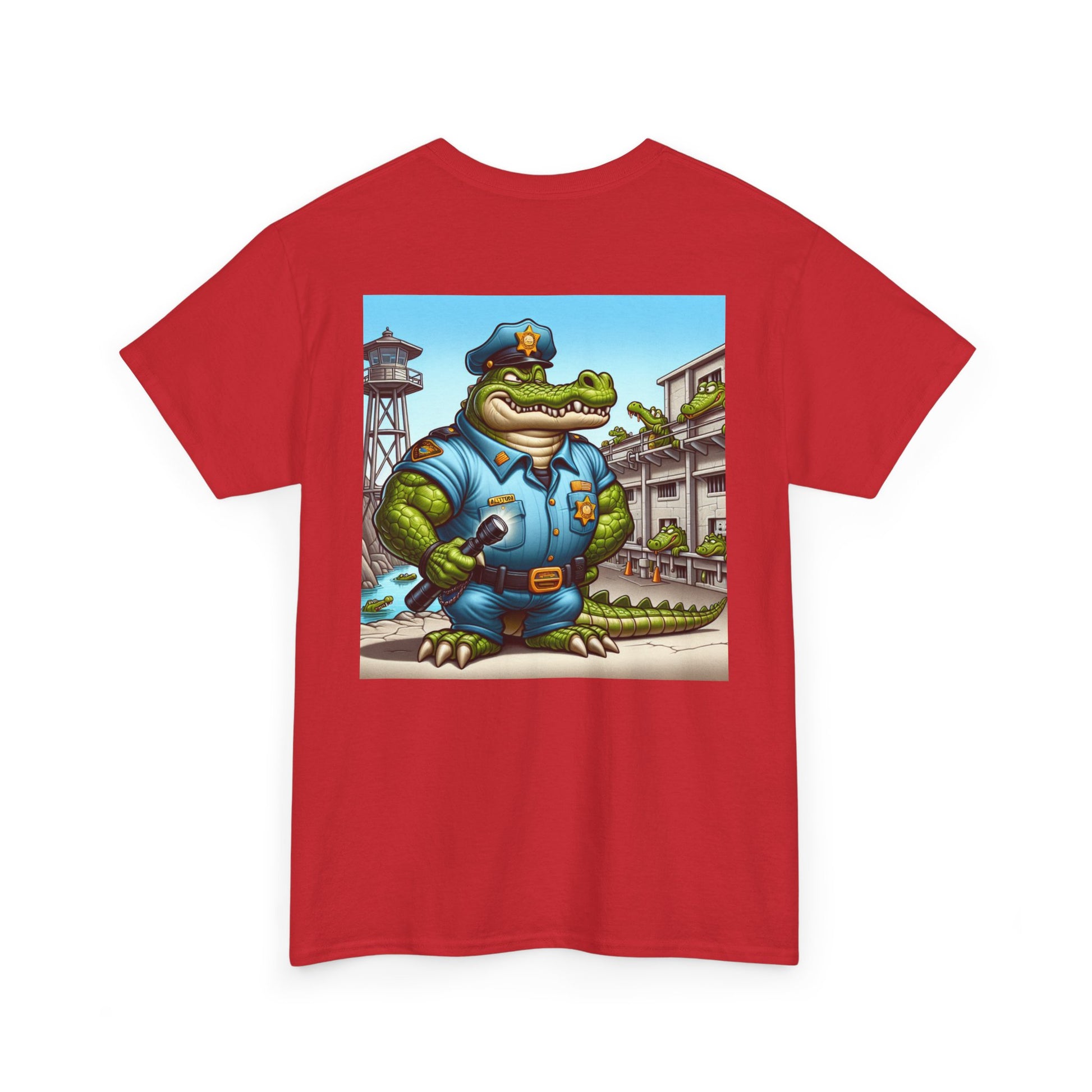 Casual Graphic Tee featuring Playful Alligator Police Design, Summer Vibes, Ideal for Gifting, Streetwear Style, Fun Unisex Top