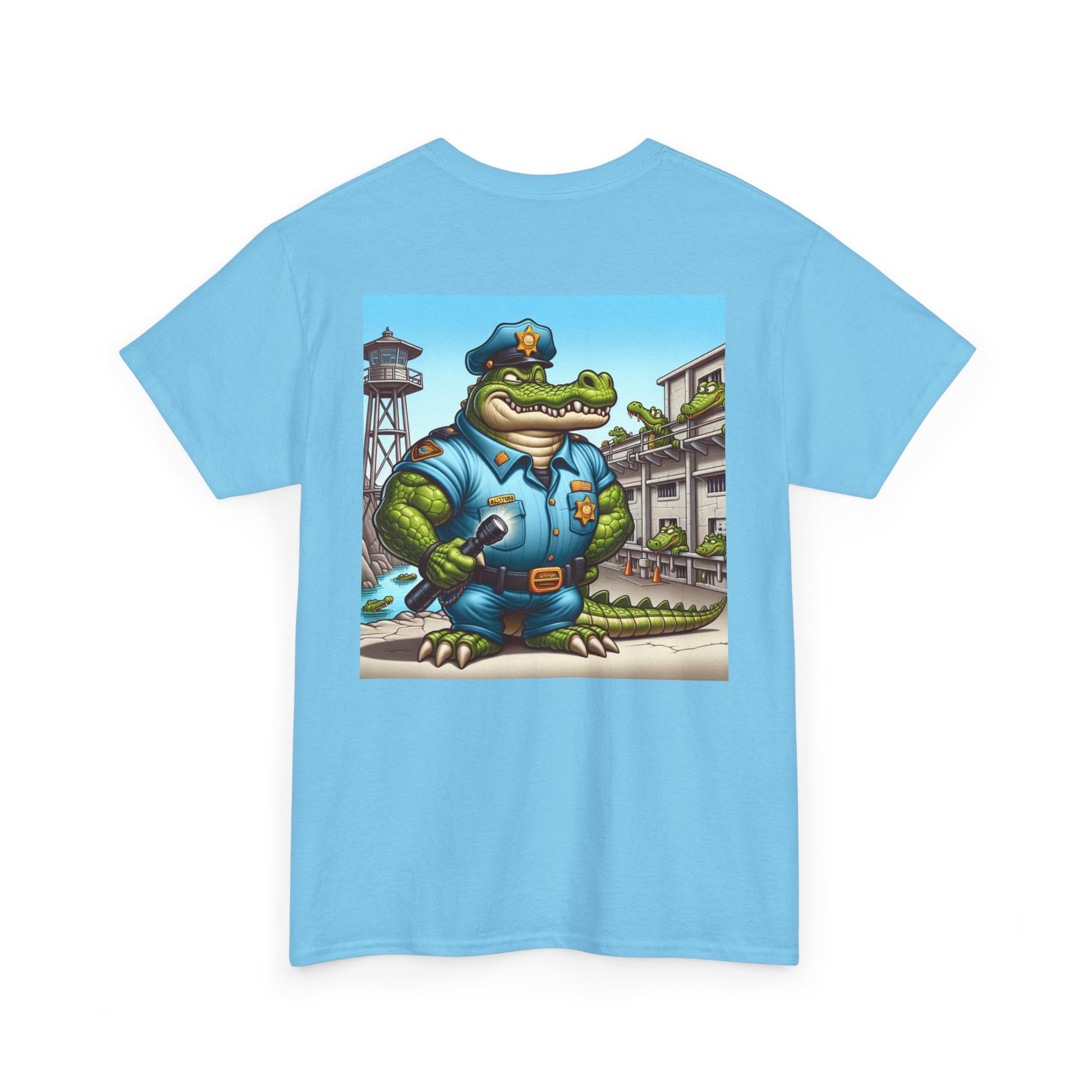 Casual Graphic Tee featuring Playful Alligator Police Design, Summer Vibes, Ideal for Gifting, Streetwear Style, Fun Unisex Top