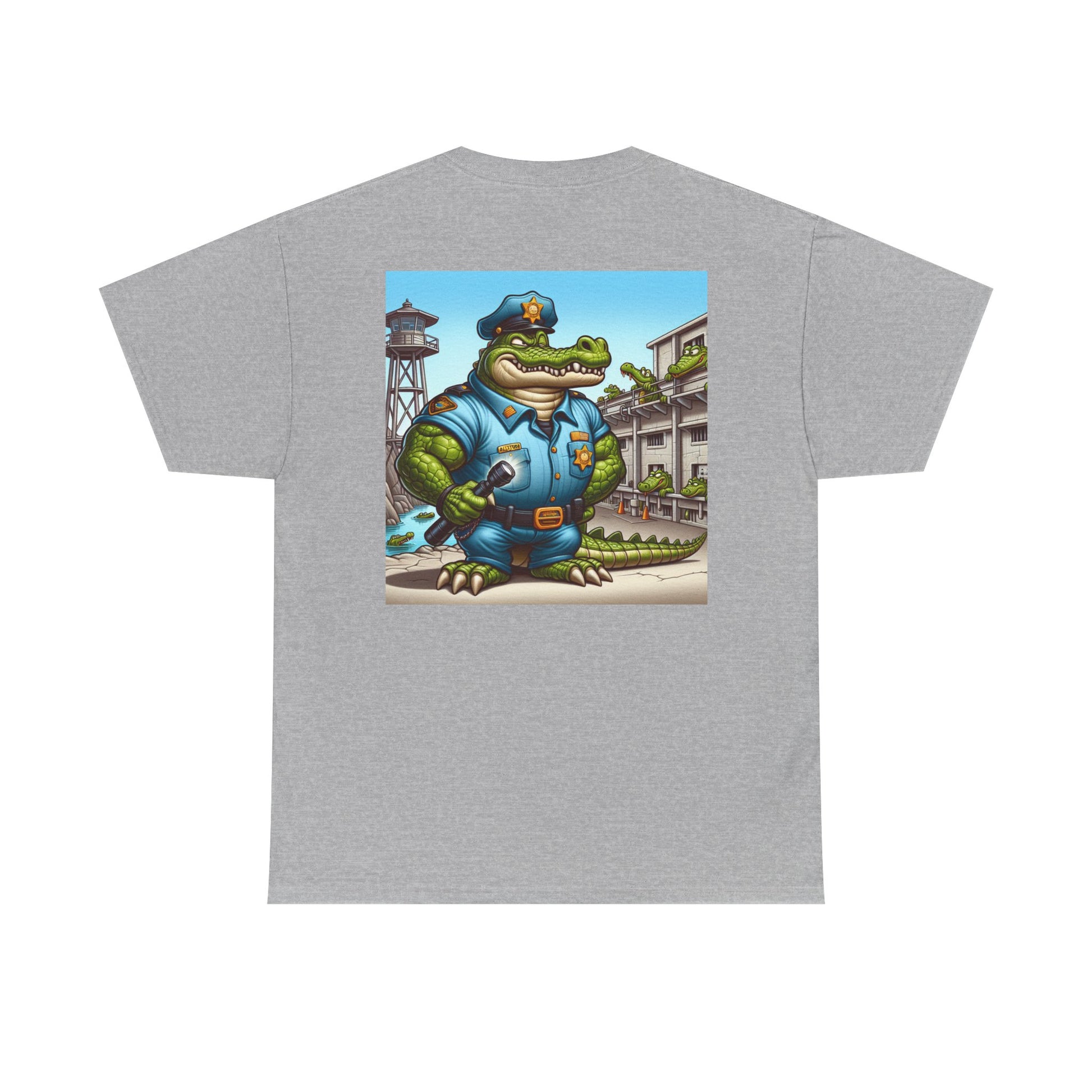 Casual Graphic Tee featuring Playful Alligator Police Design, Summer Vibes, Ideal for Gifting, Streetwear Style, Fun Unisex Top