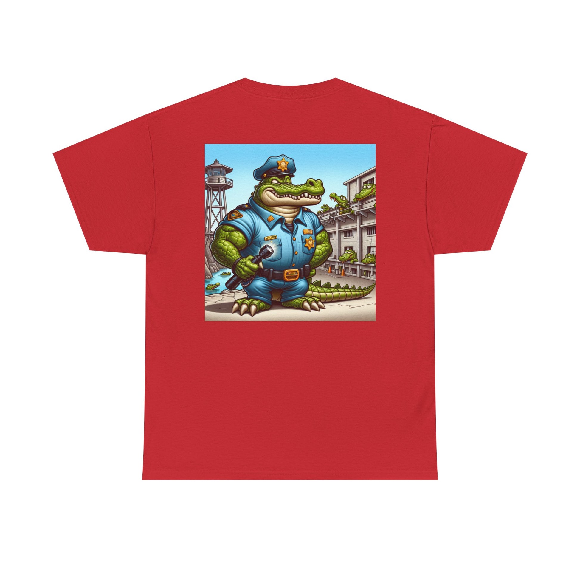 Casual Graphic Tee featuring Playful Alligator Police Design, Summer Vibes, Ideal for Gifting, Streetwear Style, Fun Unisex Top